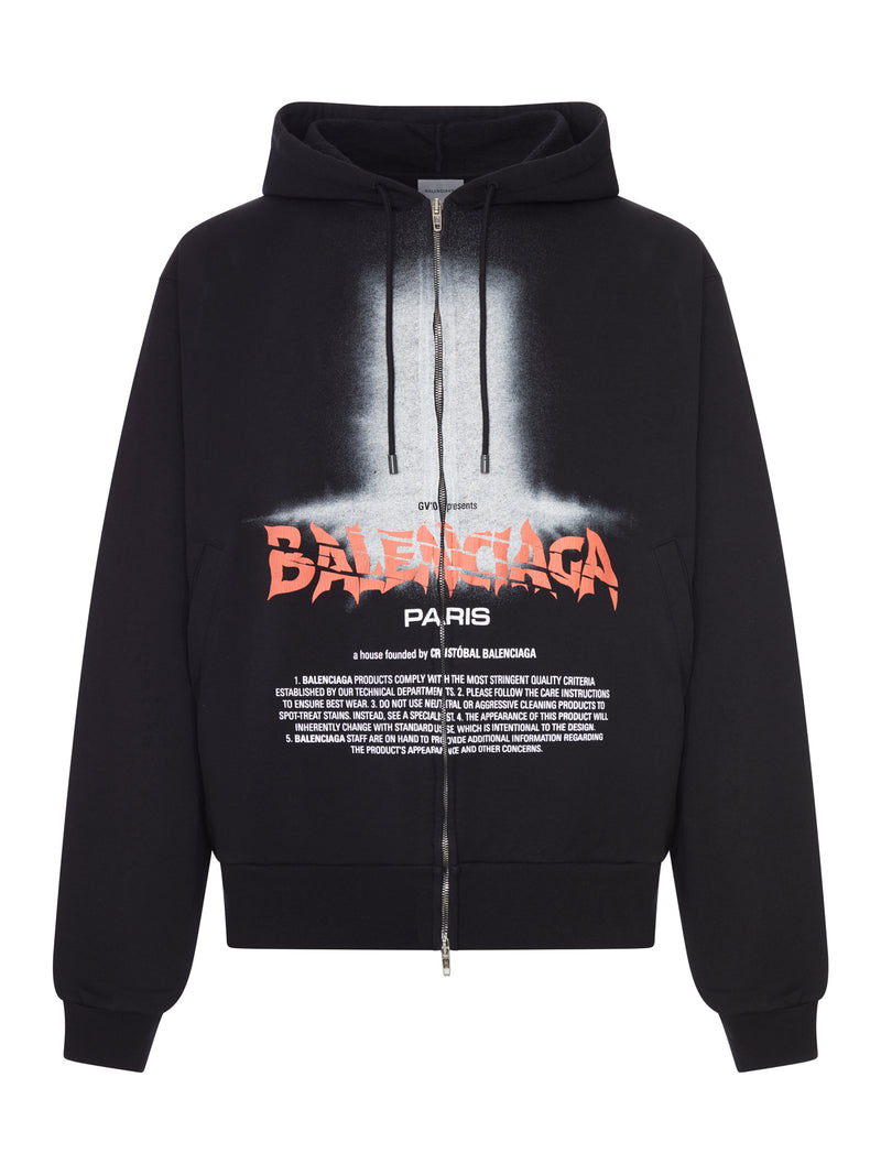 THE DOOR OVERSIZED ZIP SWEATSHIRT IN BLACK DRY FLEECE