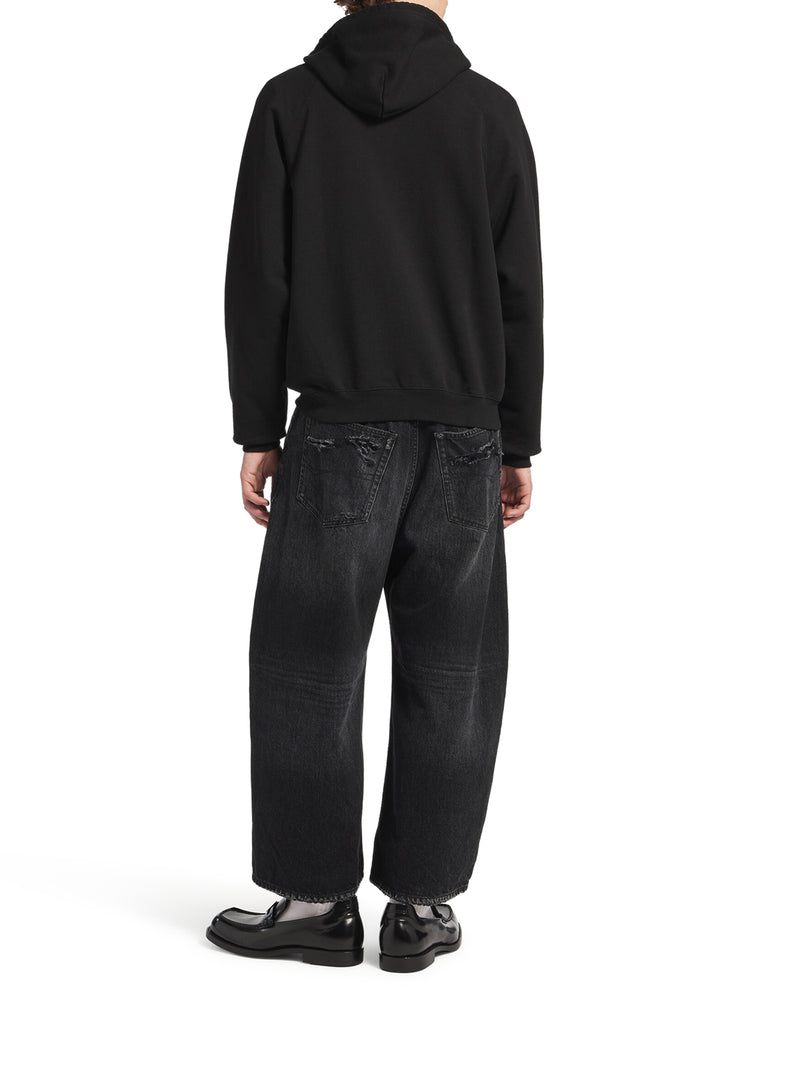 THE DOOR OVERSIZED ZIP SWEATSHIRT IN BLACK DRY FLEECE