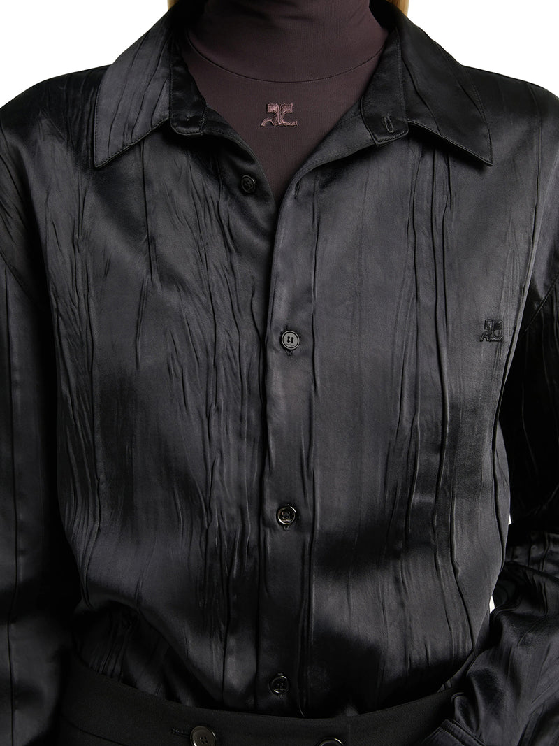 OVERSIZED SHIRT IN CRINKLED SATIN