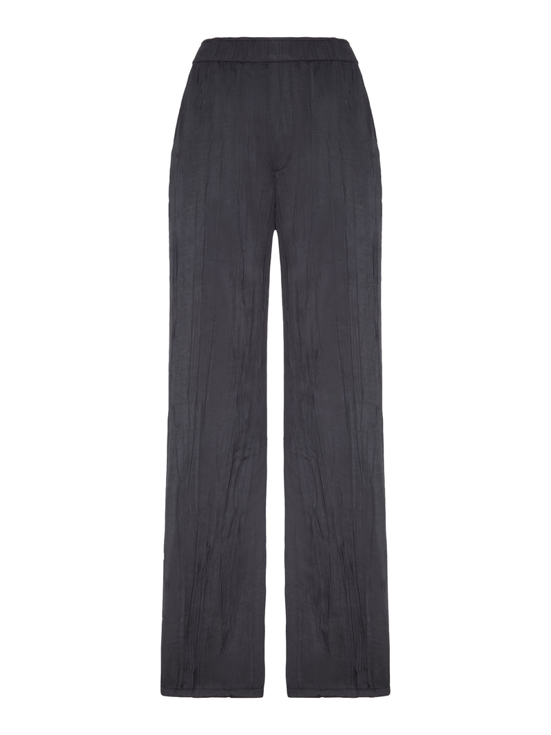 WIDE-LEG CRUSHED SATIN TROUSERS