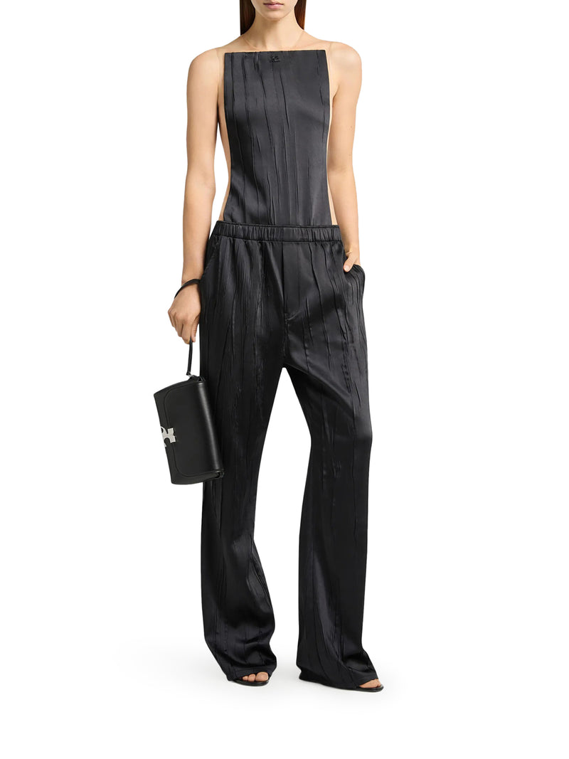 WIDE-LEG CRUSHED SATIN TROUSERS