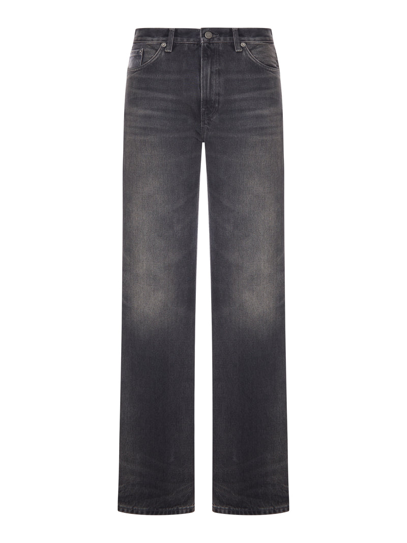 STRAIGHT LEG DARK WASH DENIM JEANS