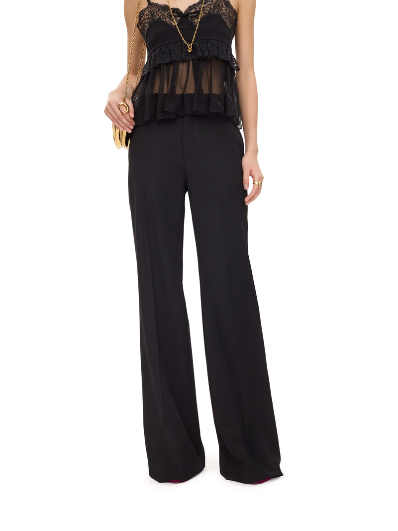 HIGH-RISE FLARED PANTS IN WOOL GRAIN DE POUDRE