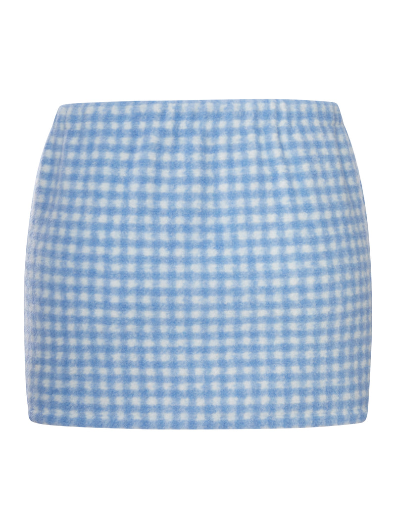 GINGHAM FLEECE MINISKIRT