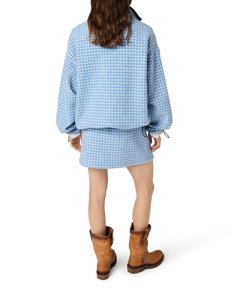 GINGHAM FLEECE MINISKIRT