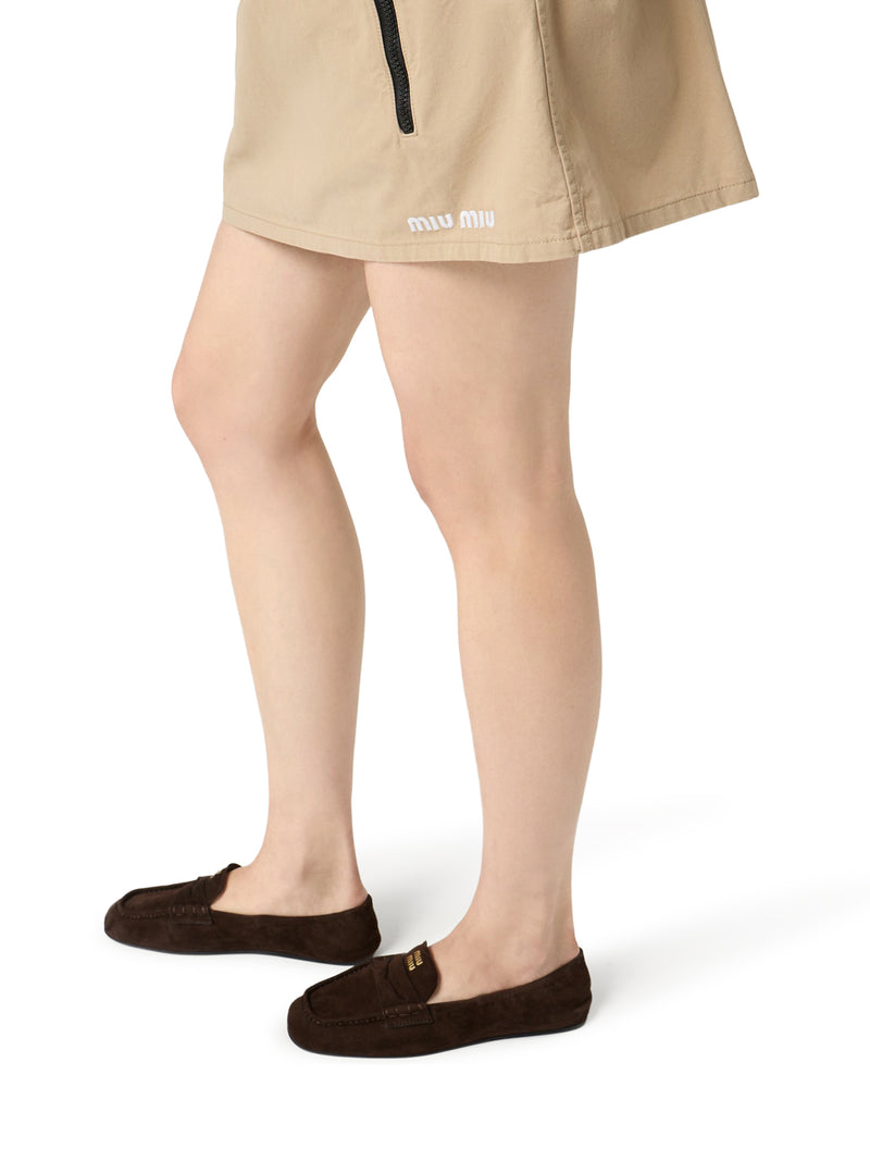 COTTON GABARDINE MINISKIRT WITH DRAWSTRING