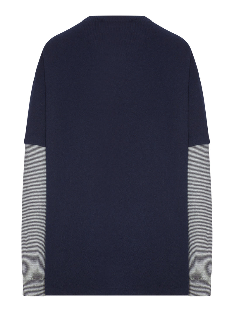 LAYERED CREW NECK CASHMERE SWEATER