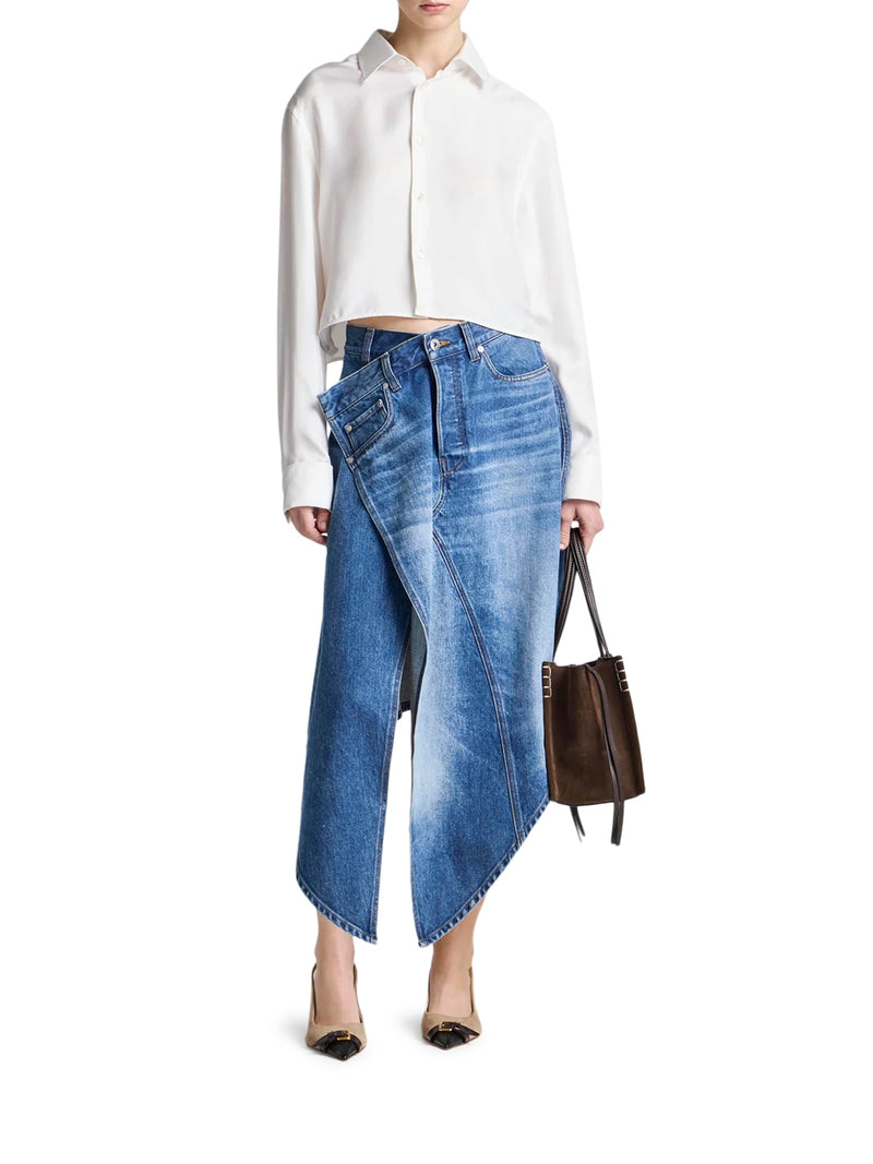 ASYMMETRIC SKIRT WITH A WRAP-STYLE FRONT OPENING