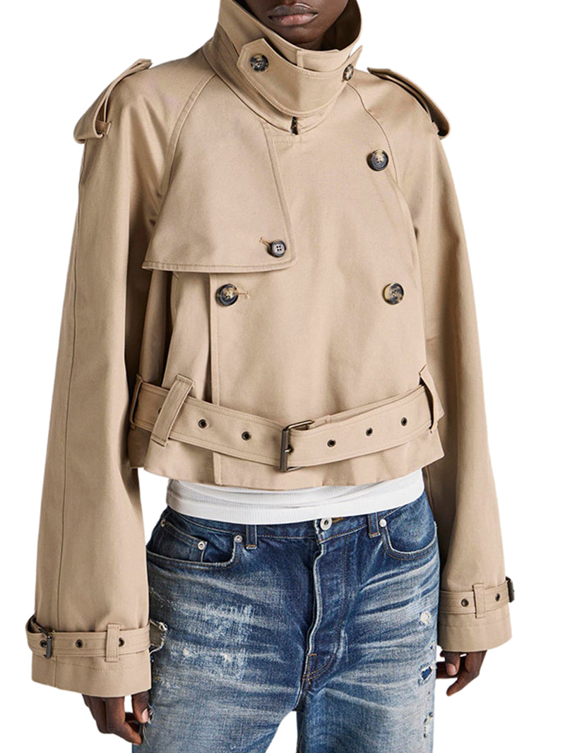 WOMENS CROPPED TRENCH IN BEIGE