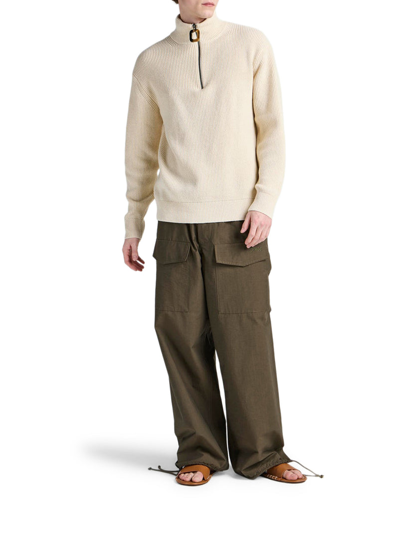 RIBBED SWEATER WITH HIGH NECK AND ZIP