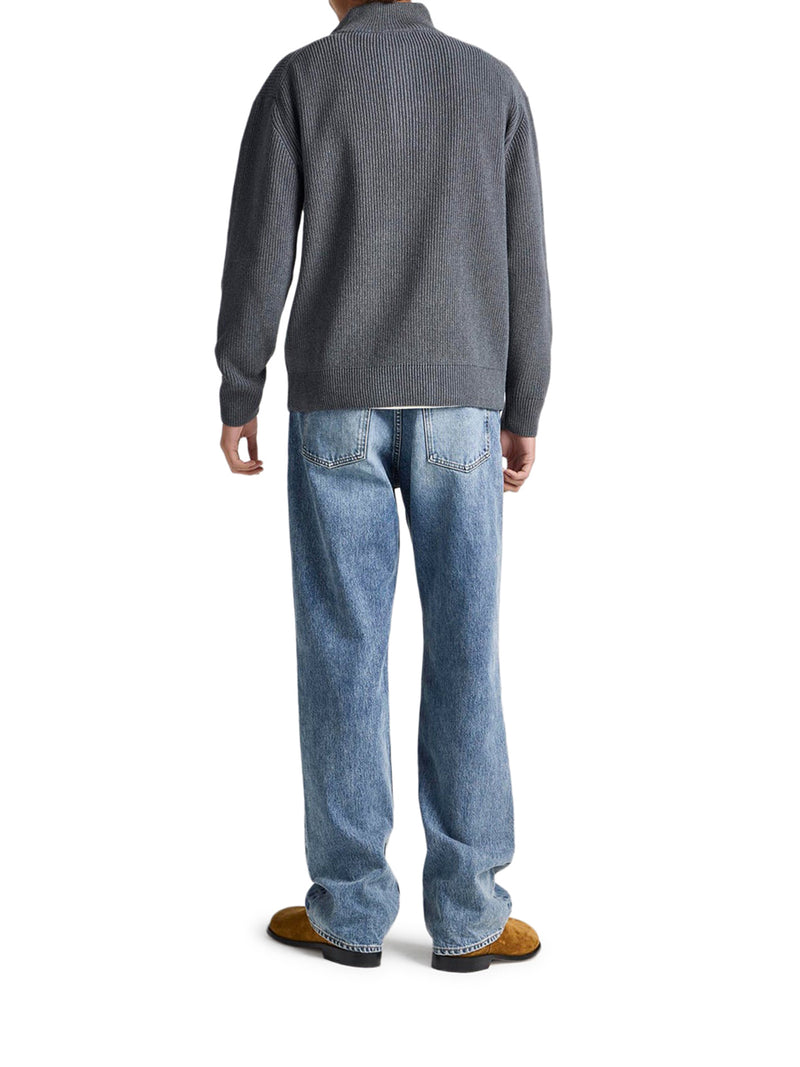 RIBBED SWEATER WITH HIGH NECK AND ZIP