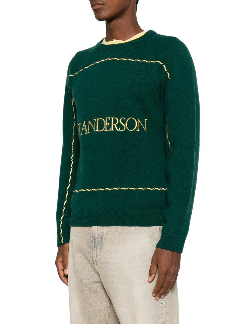WOOL SWEATER WITH CONTRASTING LOGO