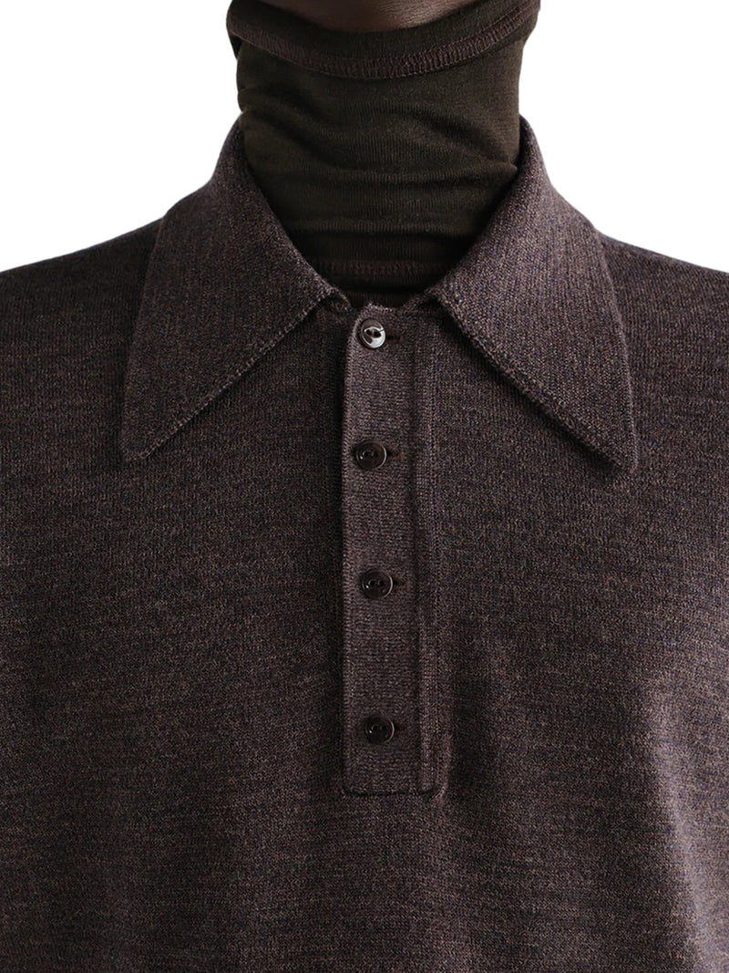LONG-SLEEVED POLO SHIRT IN PREMIUM MOULINÉ MERINO WOOL
