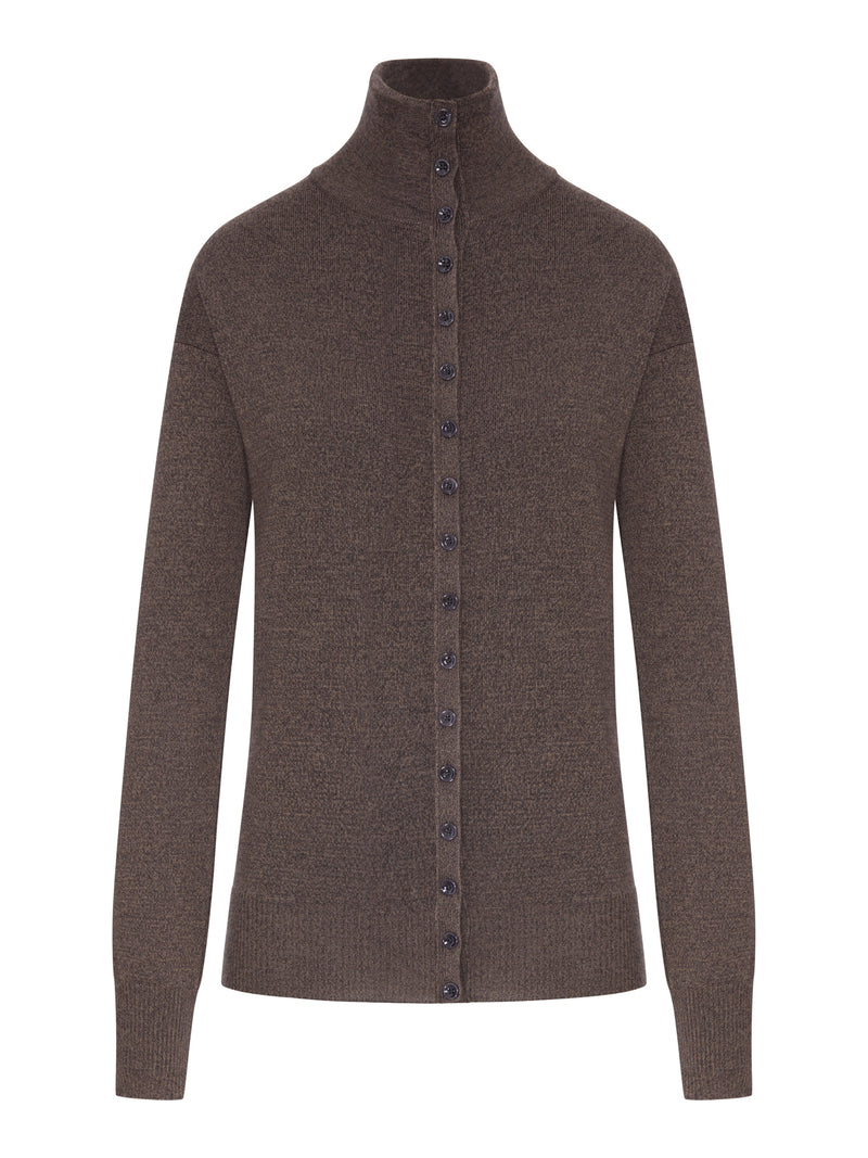 FINE WOOL BUTTON-FRONT CARDIGAN