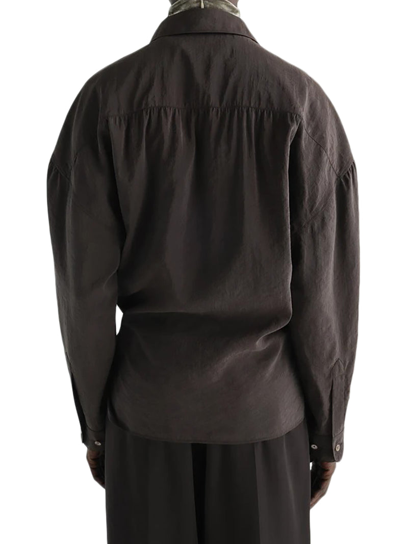 STRAIGHT COLLAR TWISTED SHIRT