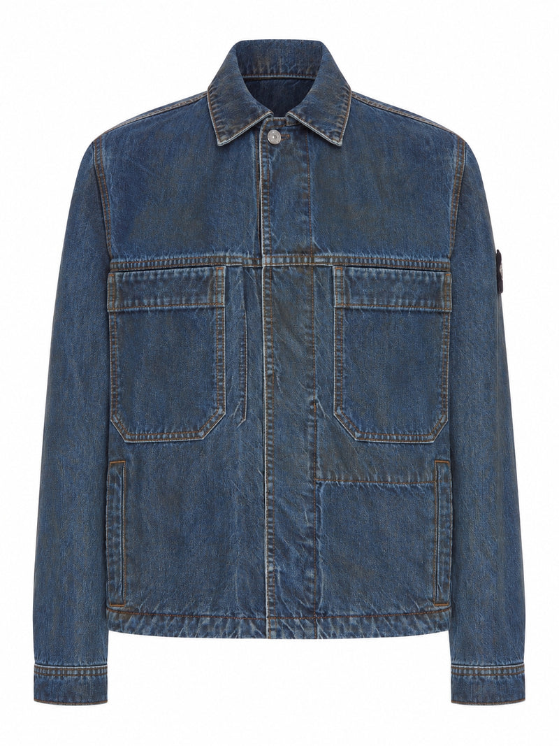 DENIM OVERSHIRT WITH STONE ISLAND BADGE