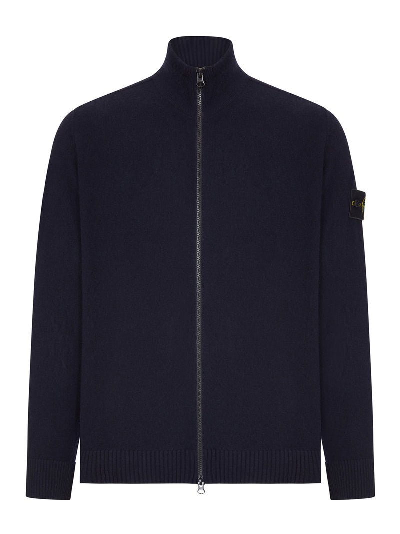 FULL ZIP WOOL SWEATER WITH HIGH NECK