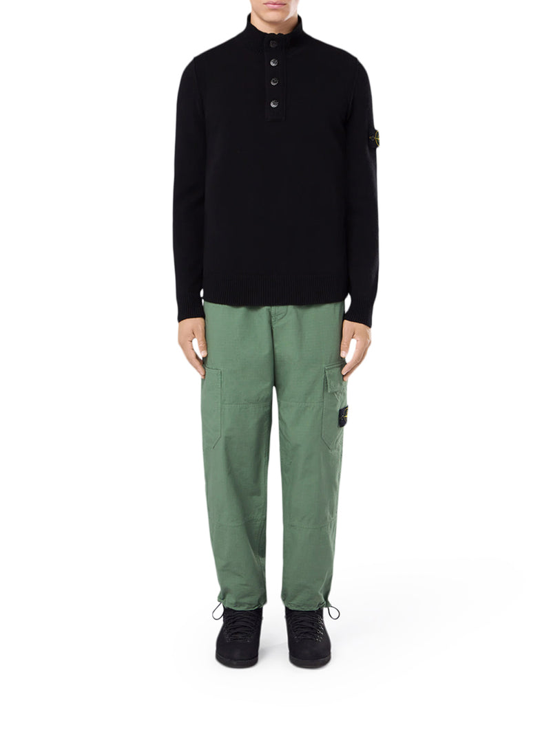 REGULAR FIT SWEATER WITH SHORT ZIP AND FAKE BUTTONS