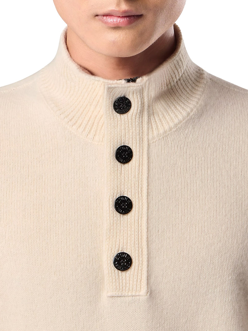 REGULAR FIT SWEATER WITH SHORT ZIP AND FAKE BUTTONS