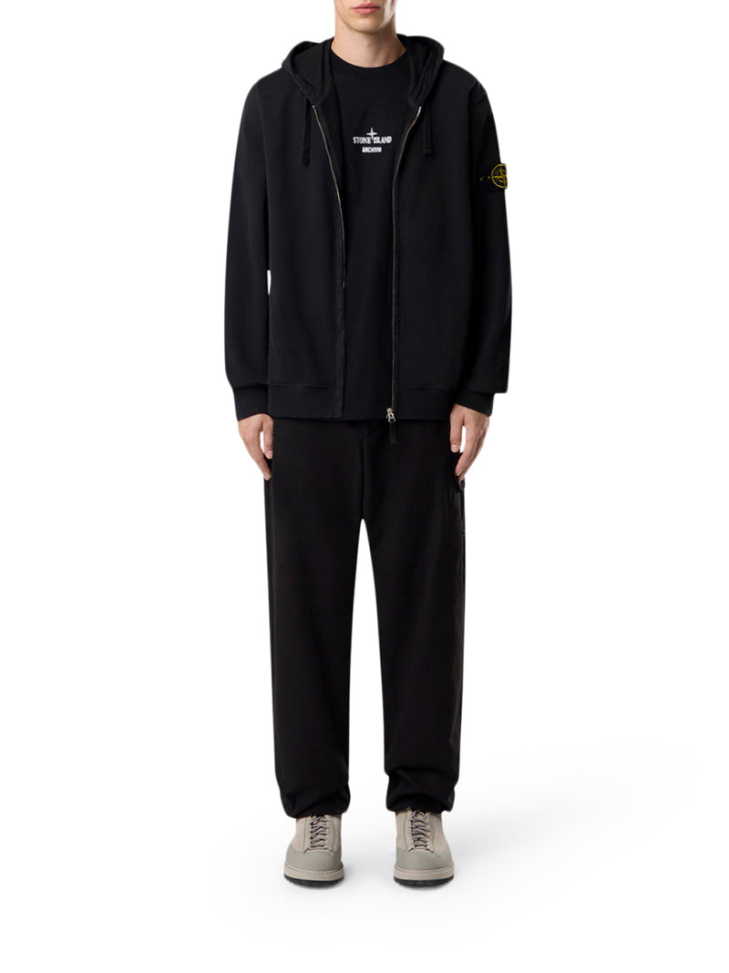 COTTON SWEATSHIRT WITH ZIP, HOOD AND COMPASS LOGO