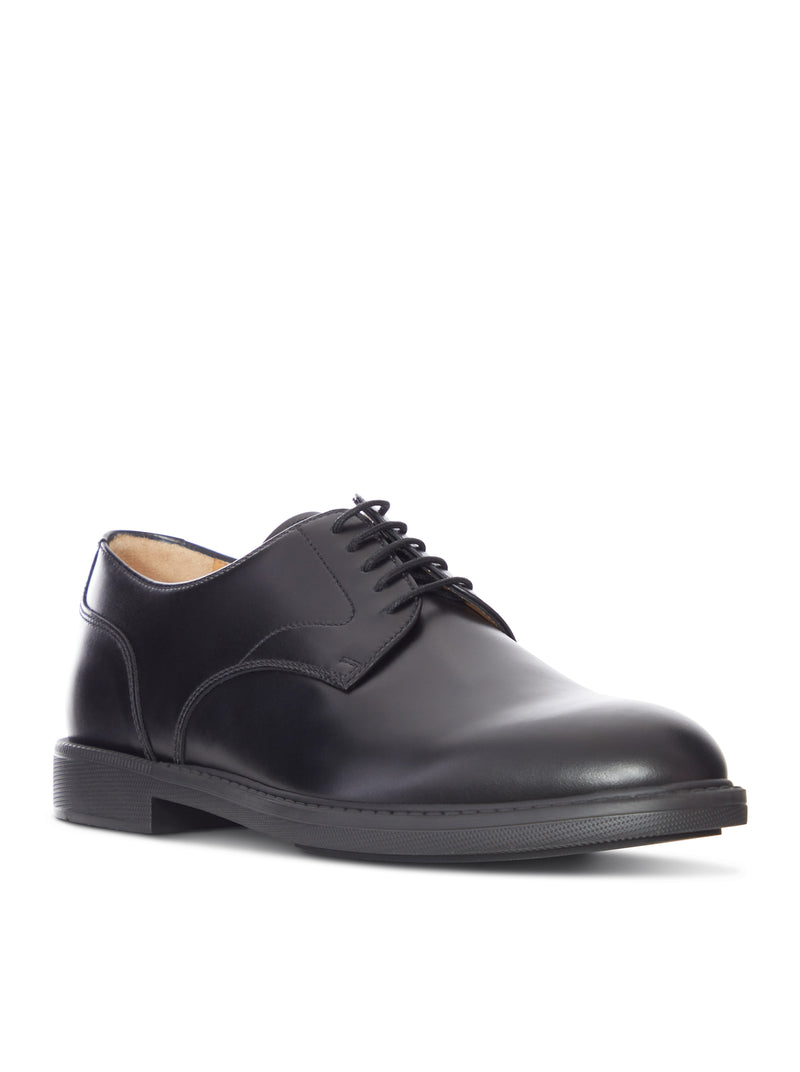 SMOOTH LEATHER DERBY SHOE WITH RUBBER SOLE