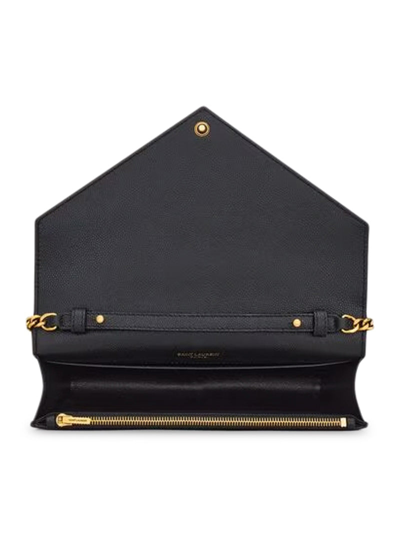 PARIS WALLET WITH CHAIN ??IN GRAIN DE POUDRE EMBOSSED LEATHER