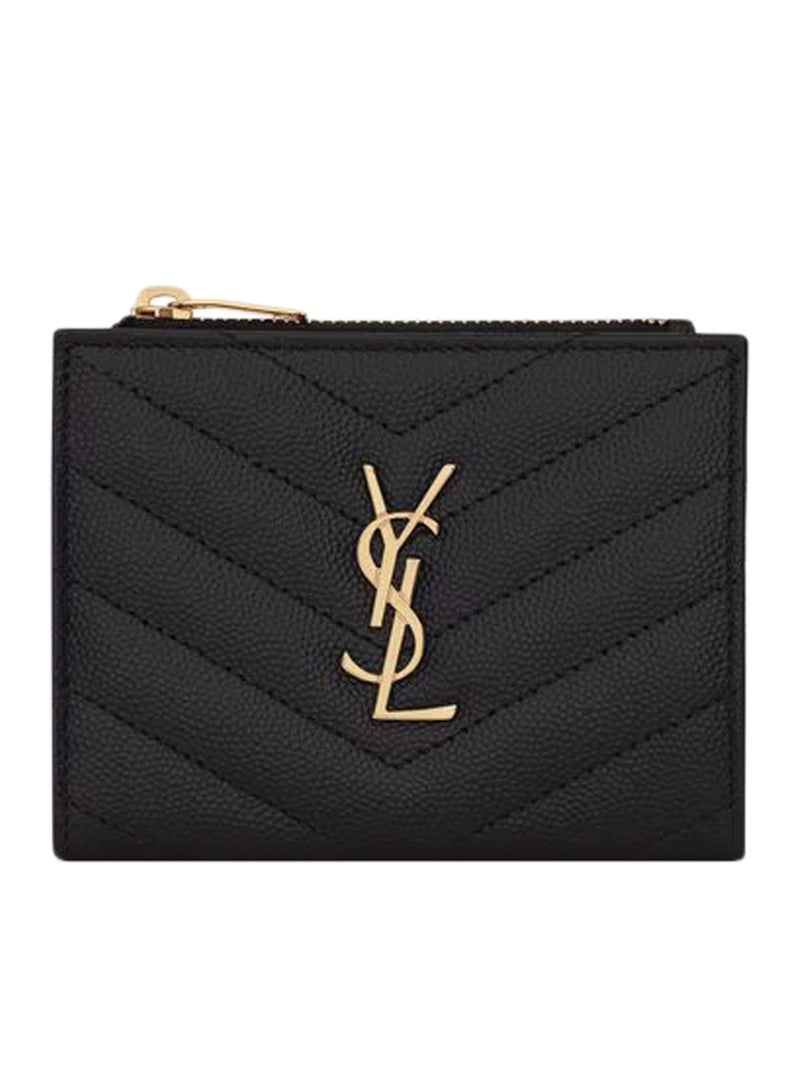 CASSANDRE QUILTED BI-FOLD WALLET IN POWDER GRAIN EMBOSSED LEATHER
