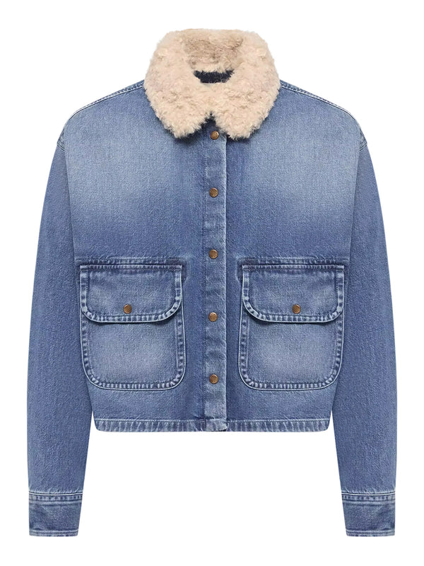 DENIM SHIRT WITH TEDDY TRIM