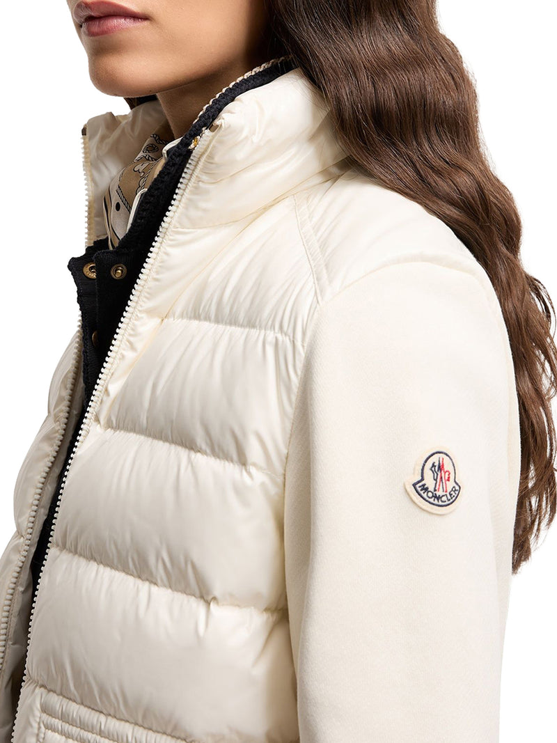 COTTON ZIP-UP SWEATSHIRT WITH NYLON FRONT