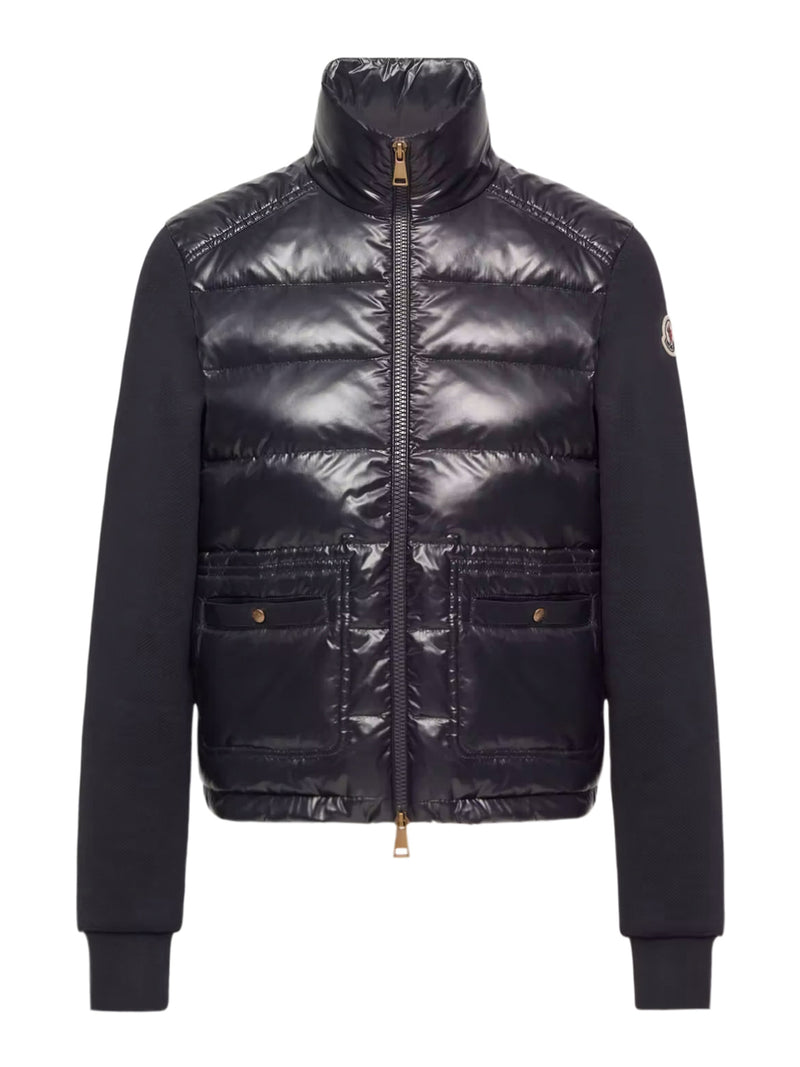 COTTON ZIP-UP SWEATSHIRT WITH NYLON FRONT