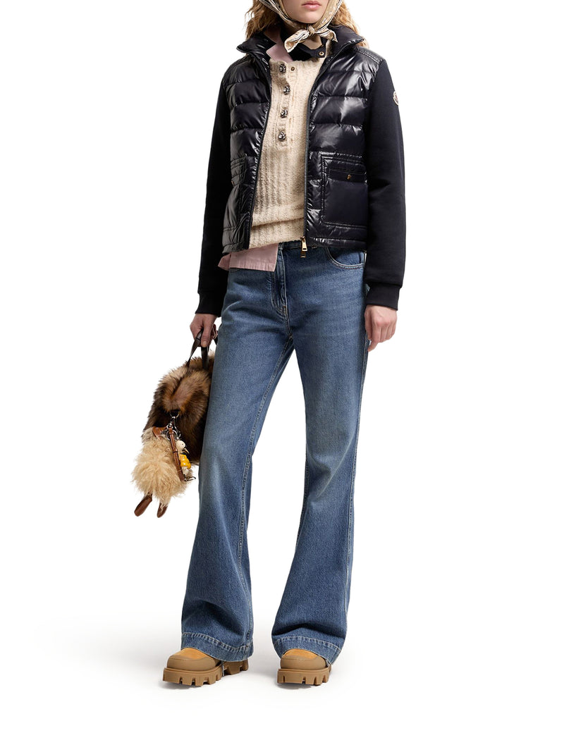COTTON ZIP-UP SWEATSHIRT WITH NYLON FRONT