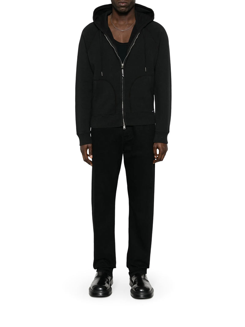 COTTON JERSEY SWEATSHIRT WITH ZIP AND HOOD