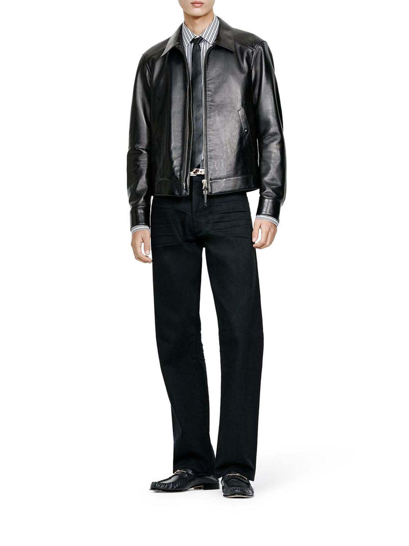1950S-STYLE STRAIGHT-LEG WASHED BLACK DENIM JEANS