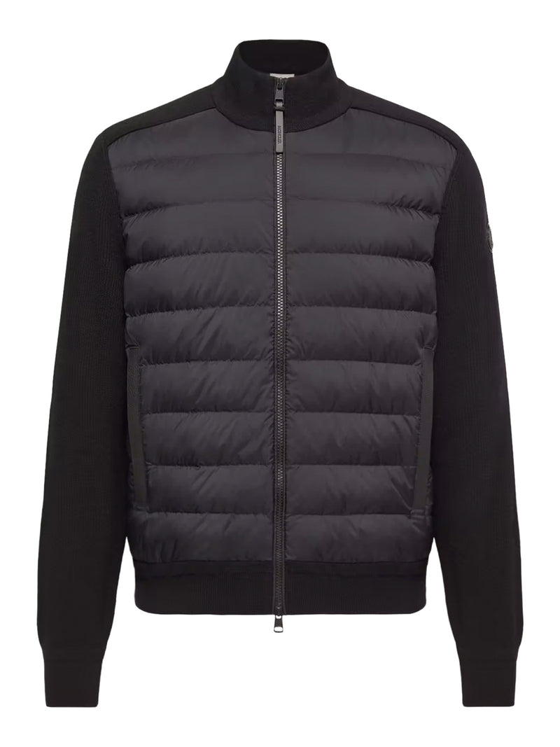 PADDED ZIP-UP CARDIGAN IN A WOOL AND CASHMERE BLEND