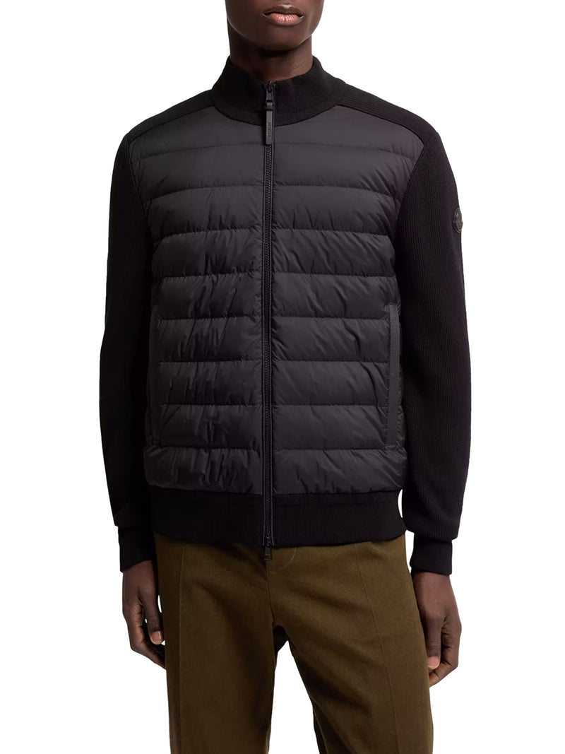 PADDED ZIP-UP CARDIGAN IN A WOOL AND CASHMERE BLEND