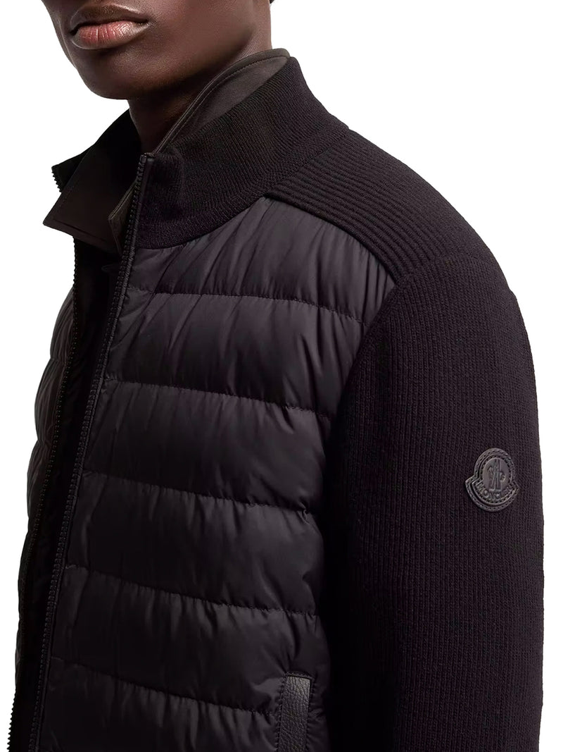 PADDED ZIP-UP CARDIGAN IN A WOOL AND CASHMERE BLEND