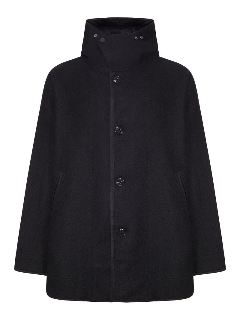 BLACK PRINTED WOOL LINER JACKET