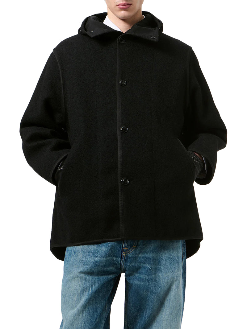 BLACK PRINTED WOOL LINER JACKET