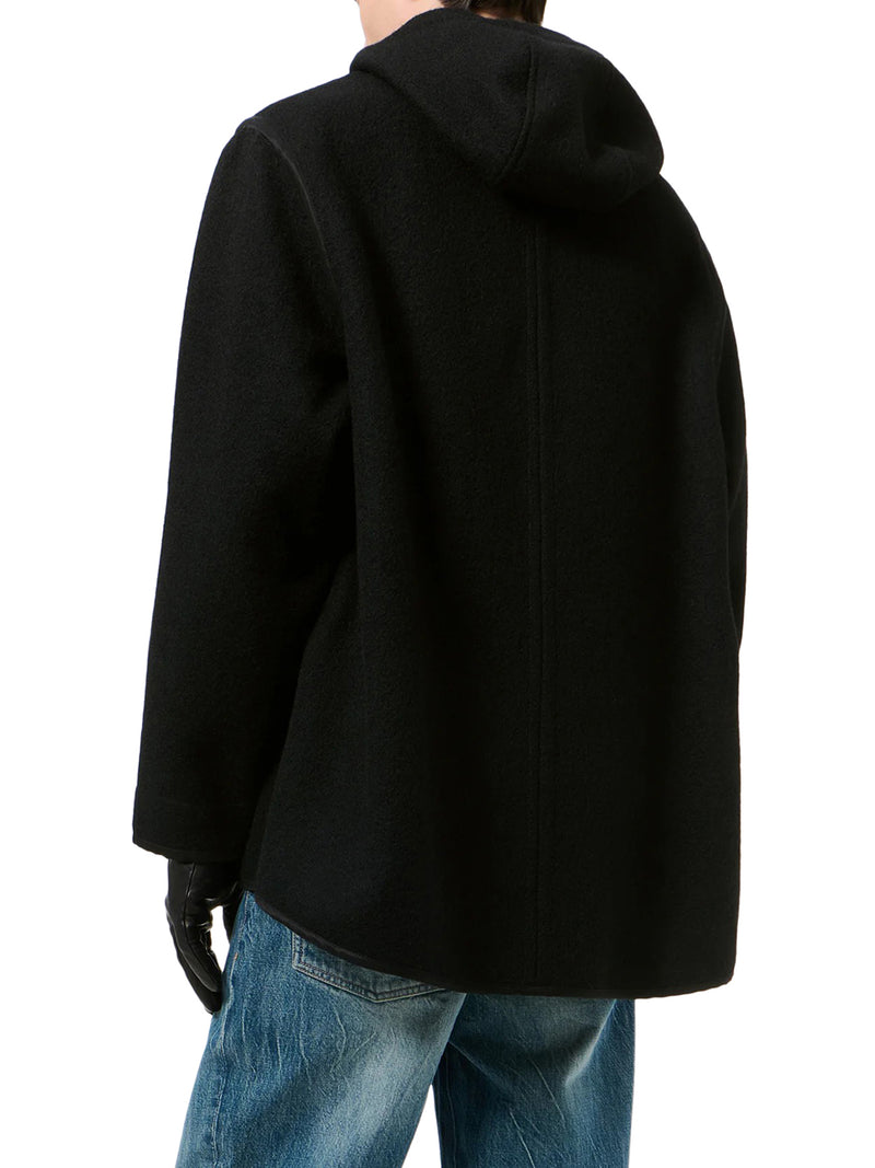 BLACK PRINTED WOOL LINER JACKET