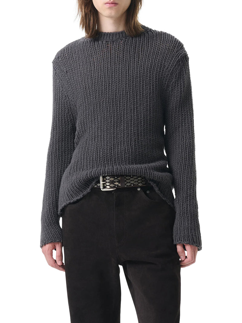 OPEN-KNIT CREW-NECK SWEATER