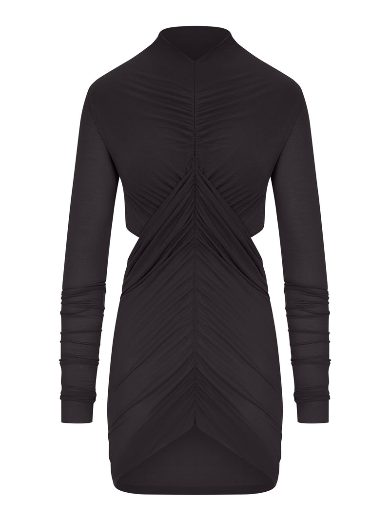 LONG DRAPED VISCOSE T-SHIRT WITH LONG SLEEVES