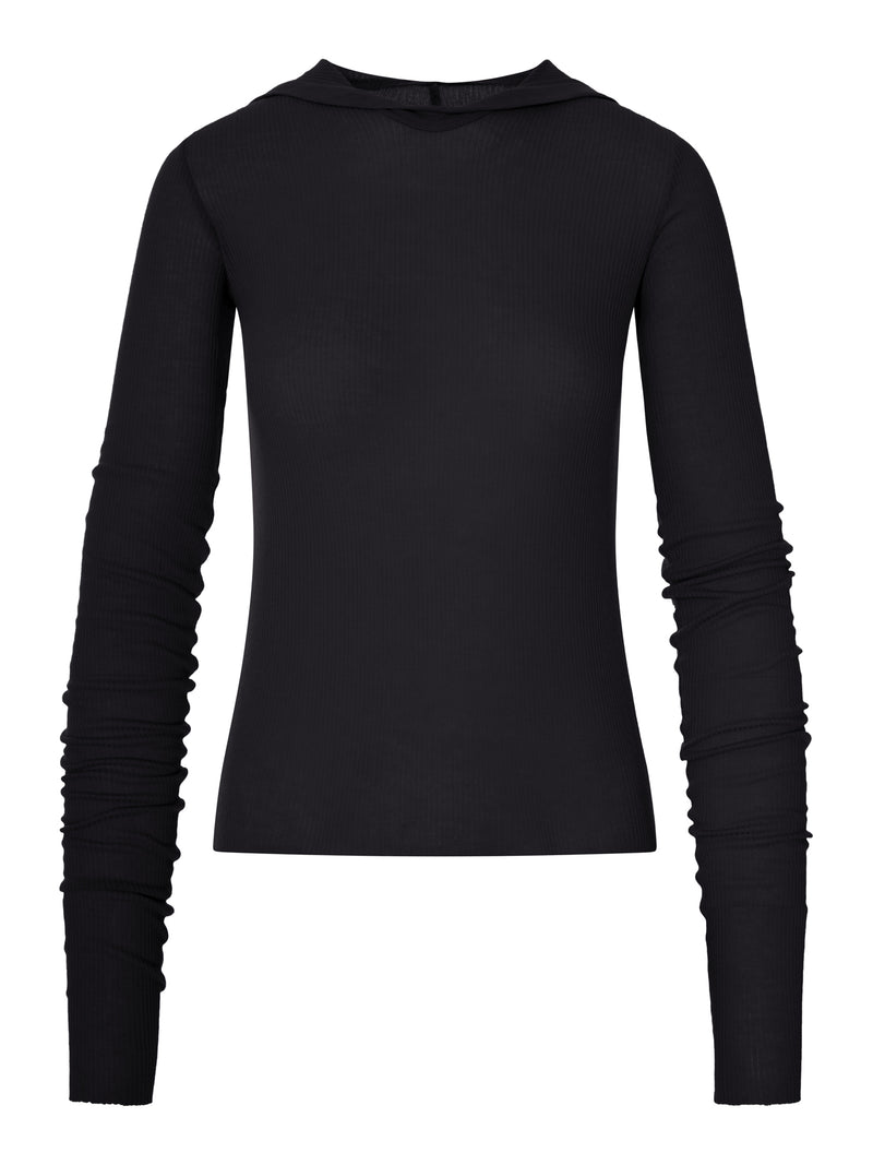RIBBED KNIT HOODIE