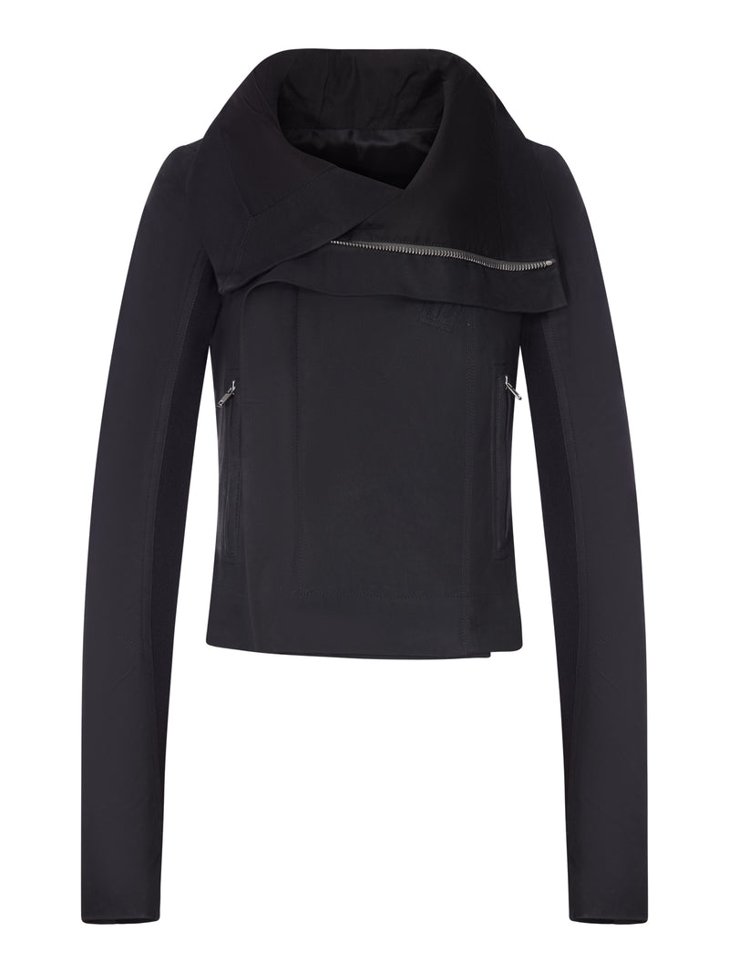 BIKER JACKET WITH WIDE WRAP COLLAR