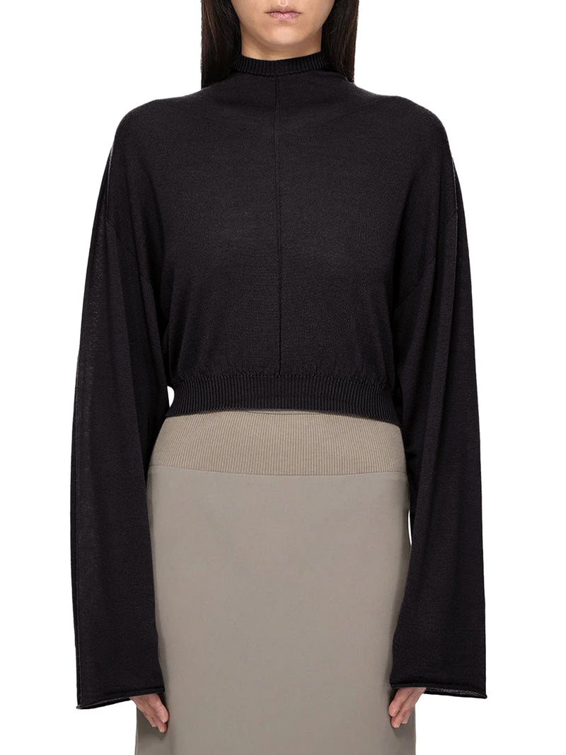 CROPPED KNIT SWEATER WITH HOOD
