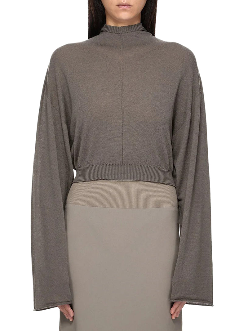 CROPPED KNIT SWEATER WITH HOOD