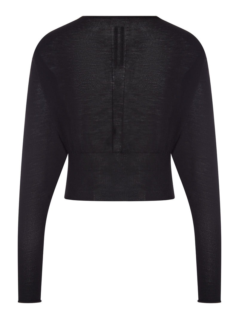 CROPPED V-NECK SWEATER IN FINE WOOL