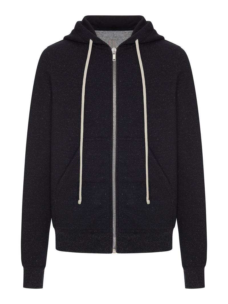 ZIP-UP COTTON SWEATSHIRT WITH MELANGE HOODIE