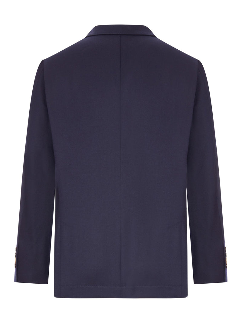 BLUE CASHMERE BLAZER WITH CONTRASTING LINING