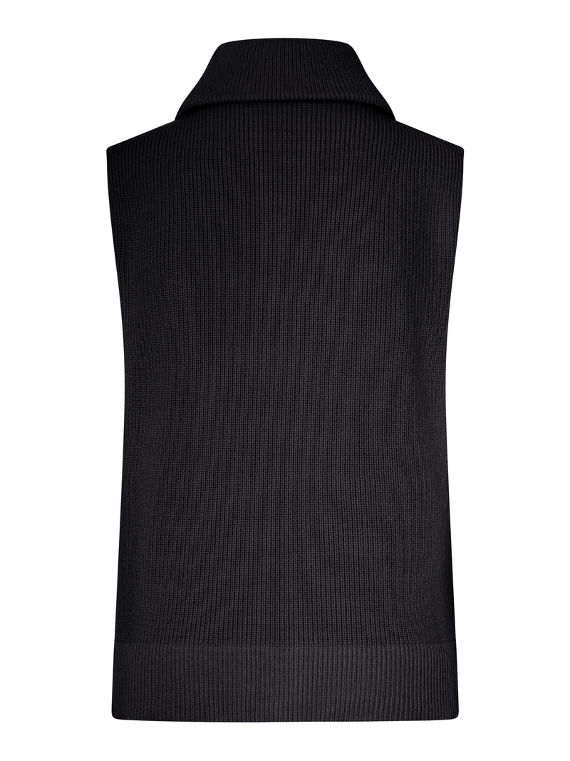 RIBBED KNIT ZIP-UP VEST