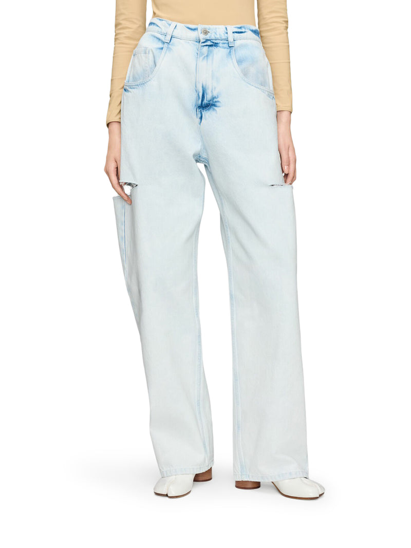 WIDE-LEG JEANS WITH DISTRESSED DETAILS